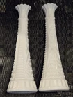 Set of 2 Anchor Hocking 9" Milk Glass Bud Vase White Stars and Bars Vintage MCM
