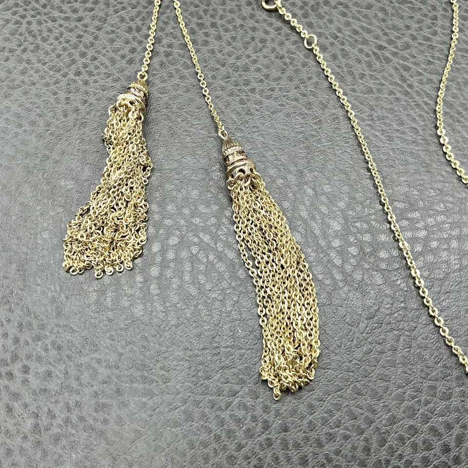 Collar Sorrelli Tono Dorado Borla Y Lariat Cadena Larga Cristal Deslizante Joyería Foto 3 de 4