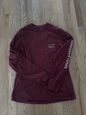 Vineyard Vines Boys XL Long Sleeve Shirt Maroon With Whale Pocket Shirt