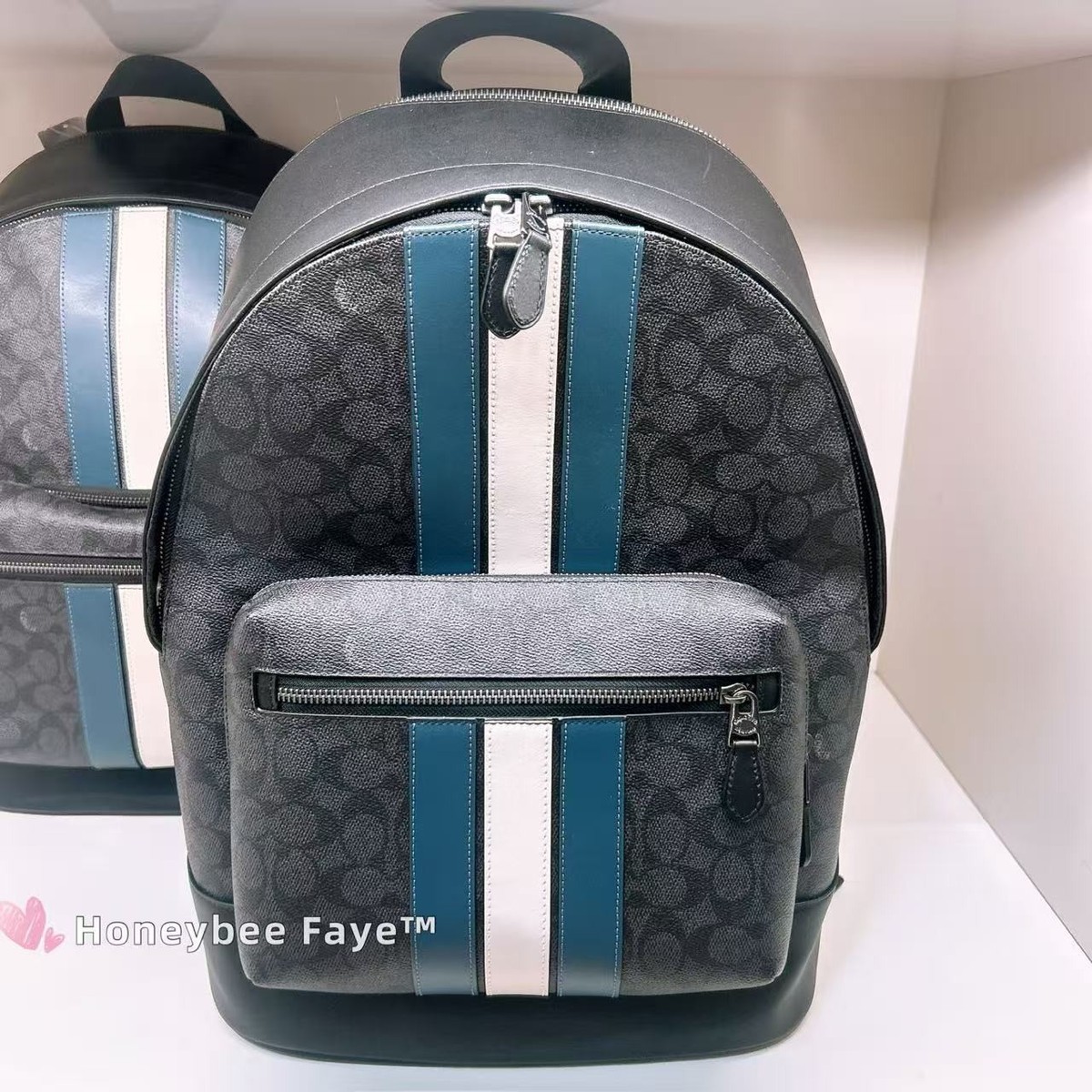 NWT Coach West Backpack With Checkerboard Print/Varsity Motif