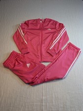 Adidas Girls Pink 3 Stripe Tracksuit Set Jacket & Joggers Age 11-12 Years
