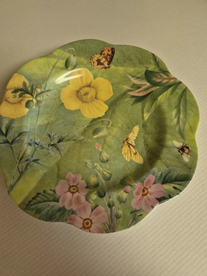 Set of 4 SPODE Floral Haven Scalloped Smooth Edge LUNCHEON PLATE - Image 3 of 4