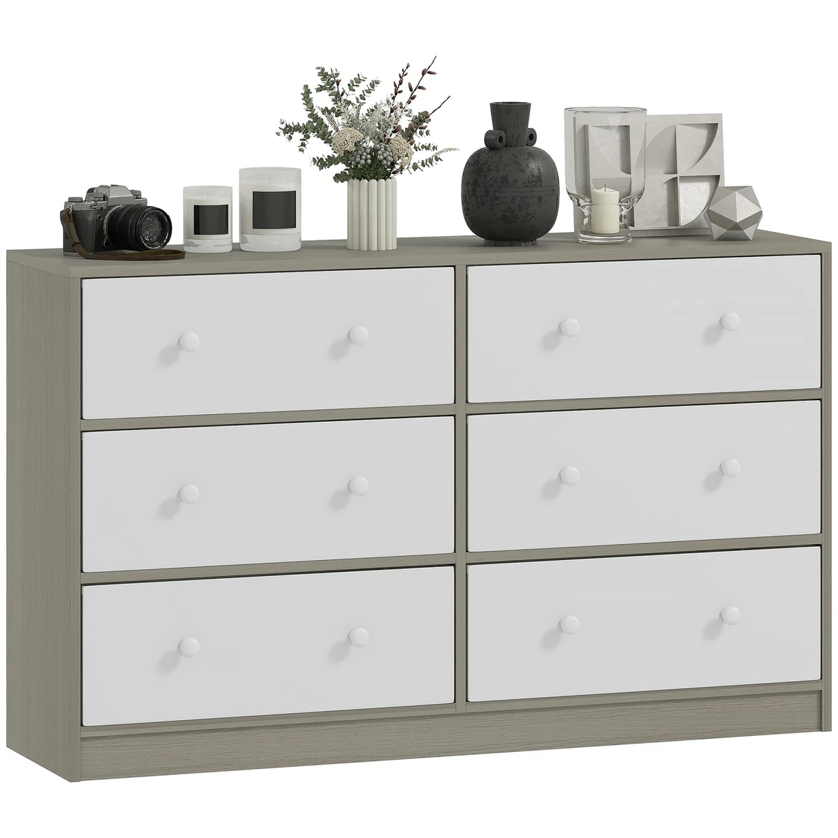 Cassettiera A 6 Cassetti, Credenza Alta Bianca Per Camere Da Letto E Tutti I Soggiorni Bianco Crema H85 L120 P40 Cm 92909975