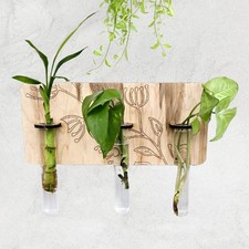 Laser Cut Wood Propagation Station, Triple Flower Wall Vase, Home Decor