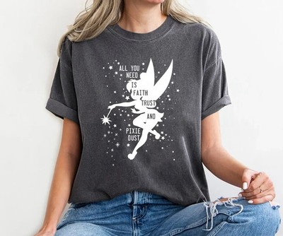 Peter Pan Tinker Bell White Silhouette Portrait Pixie Dust Shirt