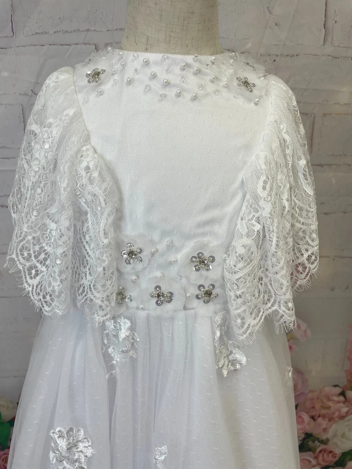 Vestido Formal Niña Flor Princesa Boda Cumpleaños Primera Comunión, Talla 7Y Foto 4 de 4