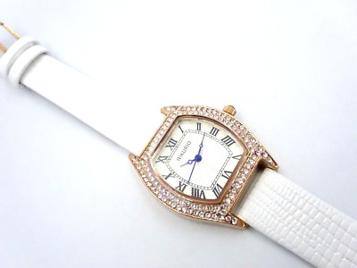 AIKURIO Damen Uhr Edelstahl Gold Quarz Analog funkelnde Zirkonia Trendig & Chic