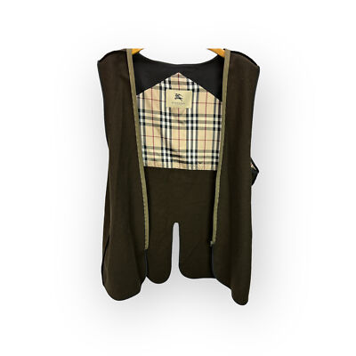 Burberry London Brown Nova Check Plaid Wool & Camel Hair Coat 