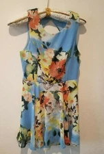 Sans Souci Womens Skater A-Line Mini dress Floral Large Sleeveless Multicolor