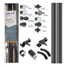 Swish Design Studio Bay Window Curtain Pole, Graphite , 28 &35mm, 3m 5m Bay Pole