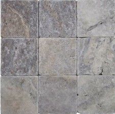 Sample of Premium Tumbled Silver Travertine Wall & Floor Tiles 10x10 cm