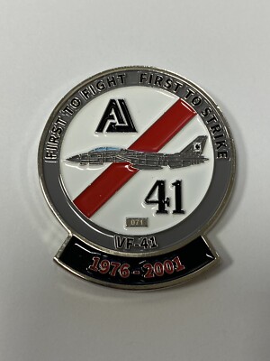 VF-41 Black Aces F-14 Tomcat 1st To Fight 1st To Strike 1976-2001 Challenge Coin