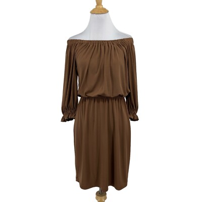 Boston Proper Dress Women 2 Cognac Off Shoulder Elastic Waist Wrist Blouson Boho | eBay Boston Proper Dress Women 2 Cognac Off Shoulder Elastic Waist Wrist Blouson Boho | eBay