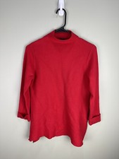 Tahari Red Sweater Sz Small Zippers On Sides