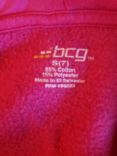 BCG Girls Pink Cotton Blend Hooded Sweat Shirt Zip Top Zebra Stripe Small Size 7 - Picture 5 of 11