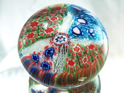 M Design Art Mouth Blown Rainbow Mix Millefiori Art Glass Paperweight PW-1135
