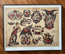 Sailor Jerry Vintage Tattoo flash Pin Up Art Print 11x14 FRAMED  Ready to Hang 