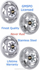 17 8 Lug Chevrolet Silverado 3500 Licensed Stainless Wheel Simulators 17 8 Lug Chevrolet Silverado 3500 Licensed Stainless Wheel Simulators