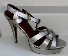 High Heels Metallic Pumps Plateau T-Riemen Sandale GoGo Party silber Gr. 40
