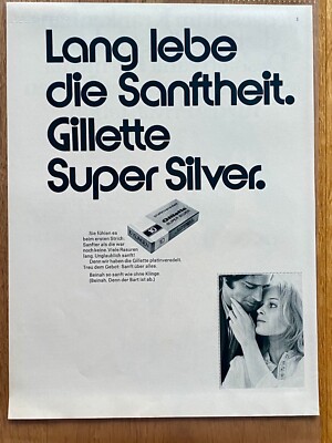 Gilette Super Silver Rasierklingen Original 1971 Vintage Advert Werbung Reklame