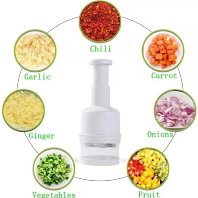 Pressing Vegetable Garlic Onion Food Chopper Cutter Slicer Peeler Dicer White