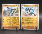 Lot de base Pokemon écarlate et violette Riolu 113/198 Lucario 114/198 holo inversé
