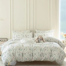 Botanical Floral Duvet Cover King Cotton 3 Pieces Floral Bedding Sets King Chic