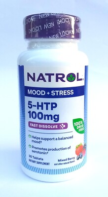 NATROL 5-HTP SCHNELL AUFLÖSEN WILDER BEEREN, 100 MG, 30 TABLETTEN