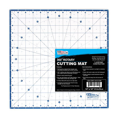 14'' x 14'' WHITE Self Healing 7-Ply Durable Round Rotating Cutting Mat