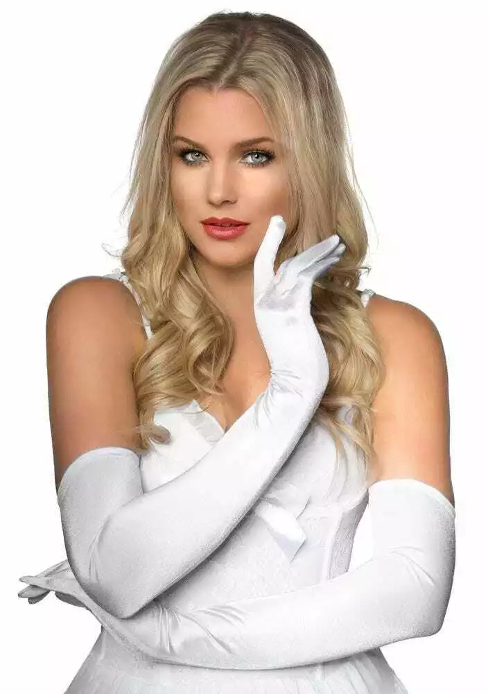Long white opera gloves deals
