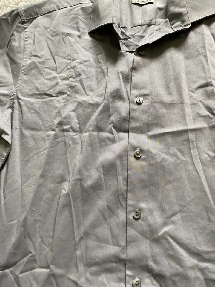 Camisa Reaction Kenneth Cole Hombre Manga Larga Abotonada Gris Talla 15 32/33 Foto 3 de 4
