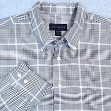 SCOTT BARBER MENS SHIRT XL GLEN PLAID BLACK/WHITE TAN COTTON BEAUTIFUL