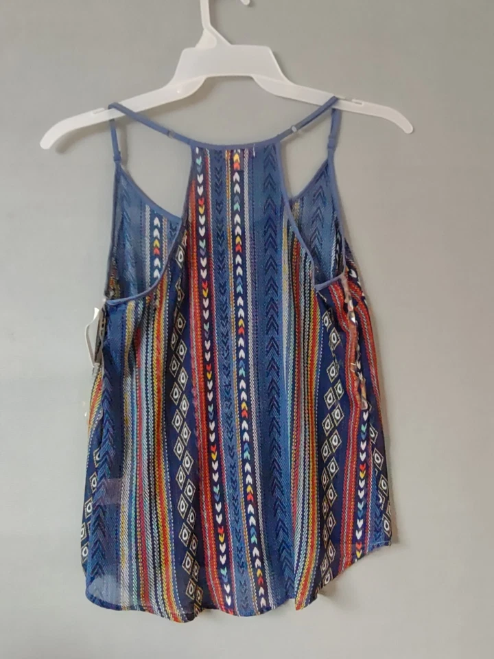 Bongo Junior Womens Tank Top Blue/Sheer Lace Size M Adjustable  - Image 3 of 4