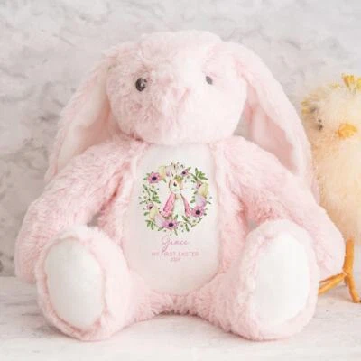 HOOLAROO Personalised Pink Bunny Teddy Bear Baby Girl My 1st Easter New Baby Gift Rabbit