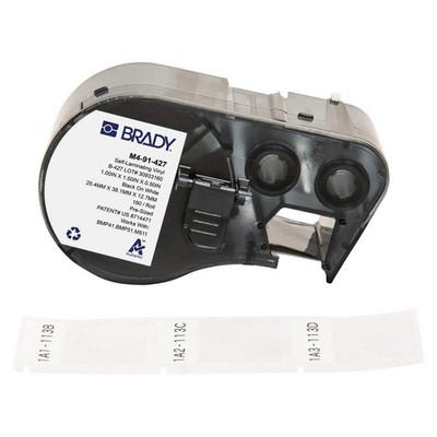 BRADY M4-91-427 Precut Label Roll Cartridge,Clear/White 808DC9