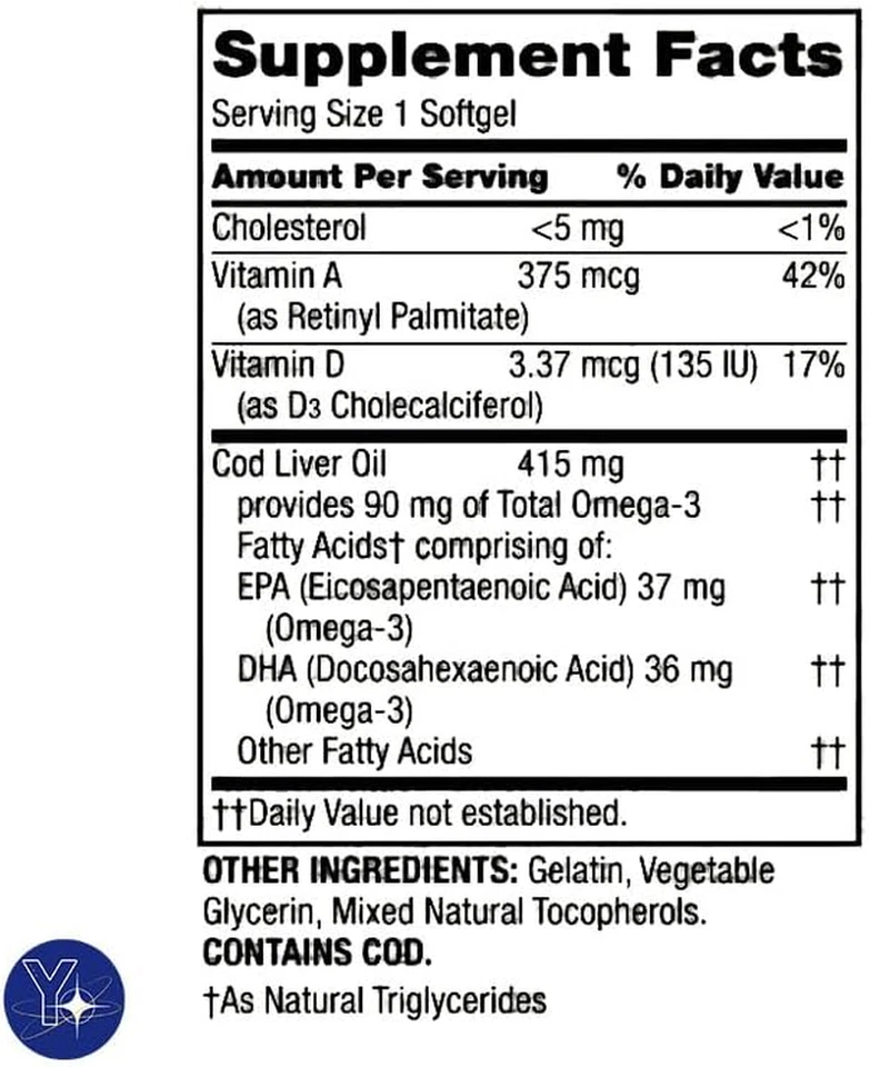Aceite de hígado de bacalao más vitaminas a y D3 salud inmune suplemento dietético cápsulas blandas Spr Foto 3 de 4