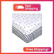 American Baby Company 2 Pack 100% Natural Cotton Fitted Mini Crib Sheets 38" x 2