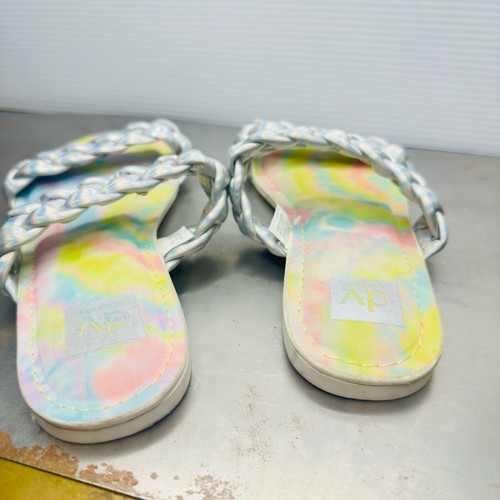 DV By Dolce Vita Slip On Girls Sandal 5 Braided Straps Rainbow Silver Careena - Picture 3 of 8