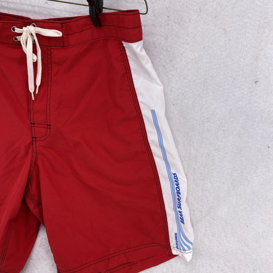 Costume da bagno uomo Bear Surf 32" tavola nylon rosso coulisse anni 90 onda - Immagine 3 di 4