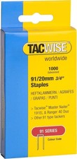 Tacwise 284 Type 91/20mm Staples for Staple Gun (1000) 20 mm 0284 20mm, Silver