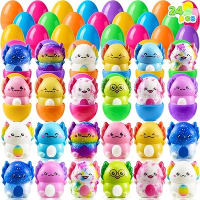 24 Pcs Filled Easter Eggs with Plush Bunny,Colorful Easter Eggs Prefilled wit...