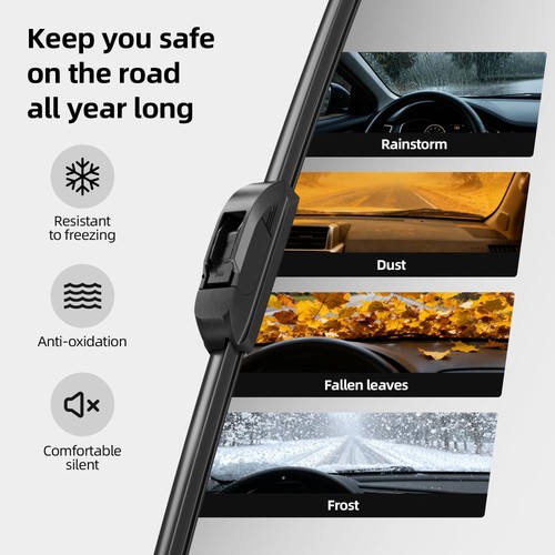 Silicone Windshield Wiper Blades 26" & 16" for Honda, Toyota, Hyundai & More - Picture 7 of 8