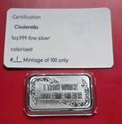 NEW! Sexy Cinderella - 1 troy oz .999 Fine Pure Silver Colorized Bar COA # /100