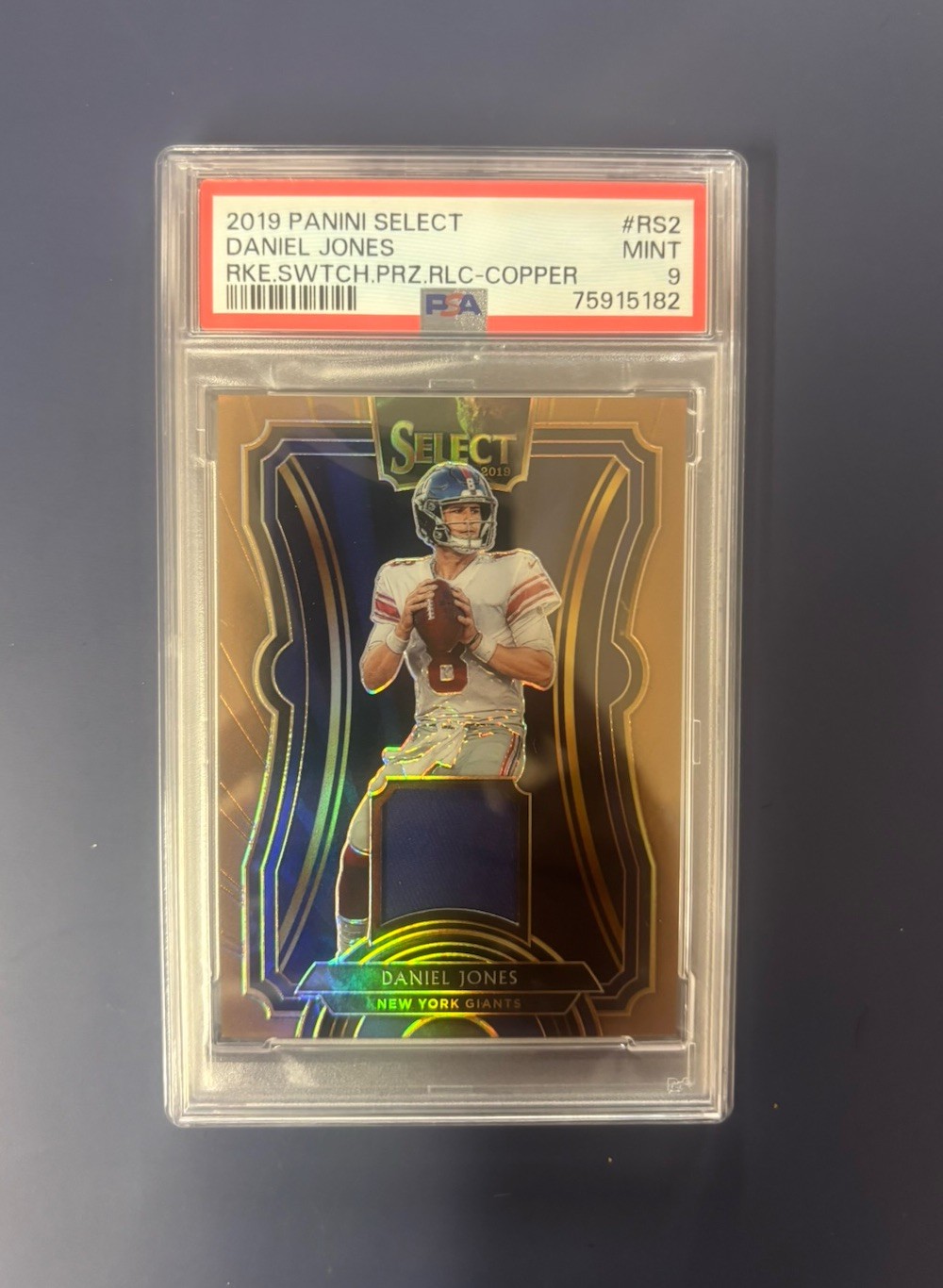 Daniel Jones Panini Select Rookie Swatches Prizm Relics #RS2 Copper