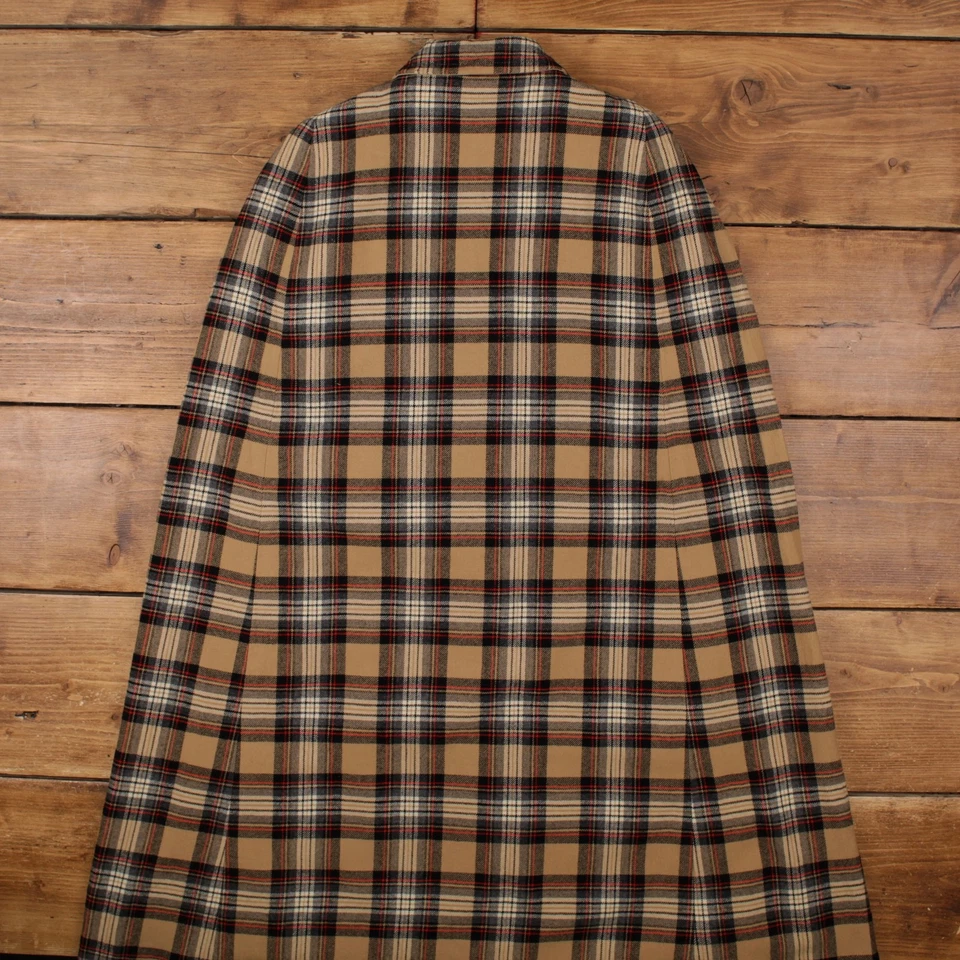 Chaqueta Capa Vintage M Años 70 Cuadros Reversible Cuadros Beige Mujer Foto 3 de 4