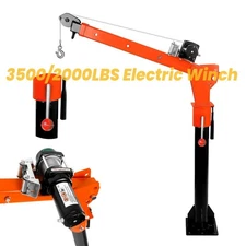 3500/2000LBS Electric Winch  Electric Pickup Truck Crane Folding Truck Bed Crane