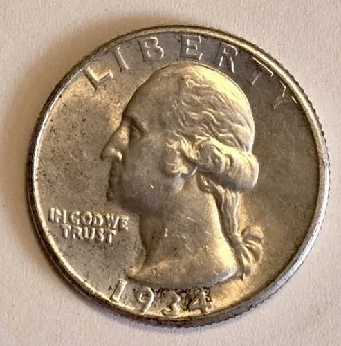 1934-D Washington Silver Quarter AU+/UNC