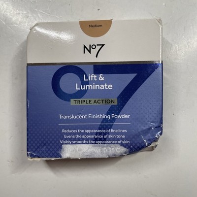 No7 Lift & Luminate Triple Action Translucent Finishing Powder 0.35oz/Medium NIB