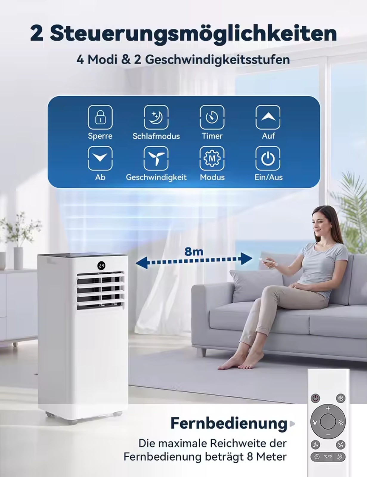 Climatiseur mobile 9000 BTU 4-en-1 AeroChill blanc compact