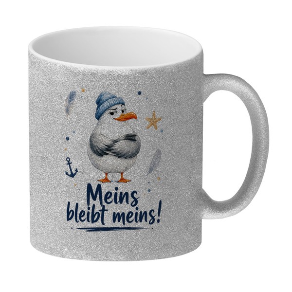 Glitzer-Kaffeebecher MöWe - Glitzertasse Im Maritimen Look Tasse Mit Spruch:-image